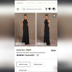 NWT Azazie Tyra|Black Mermaid Halter Dress|Size A16